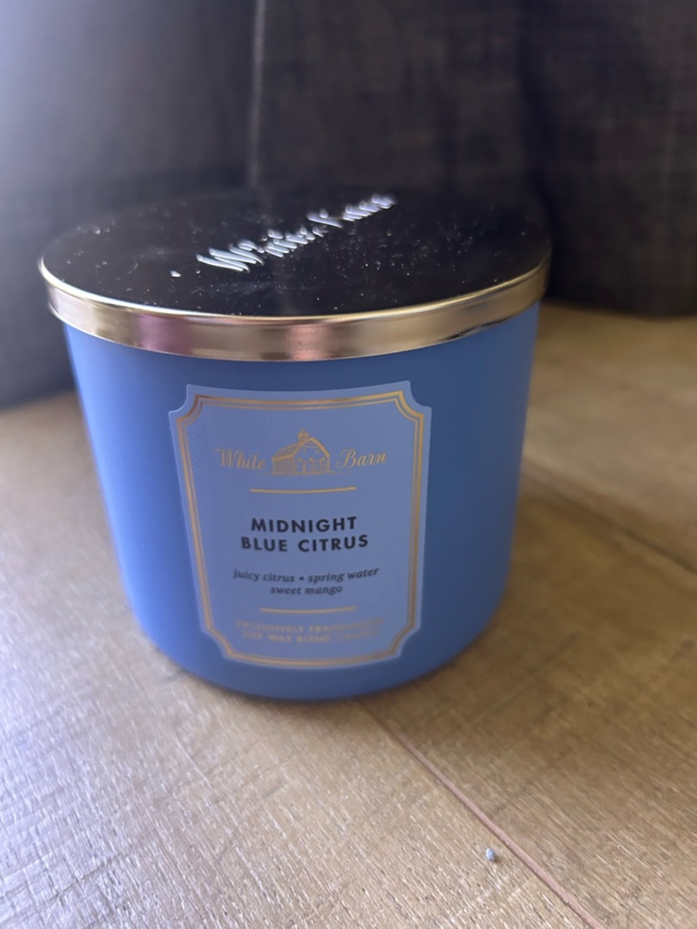 White Barn Midnight Blue Citrus Candle with Gold Lid